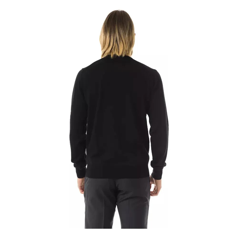 Uominitaliani Black Merino Wool Sweater for Elevated Style