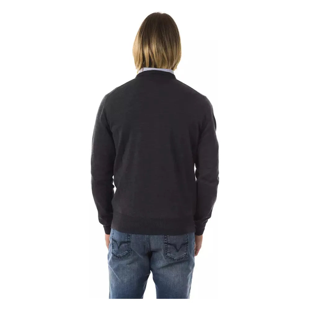 Uominitaliani Gray Merino Wool Sweater for Elevated Style