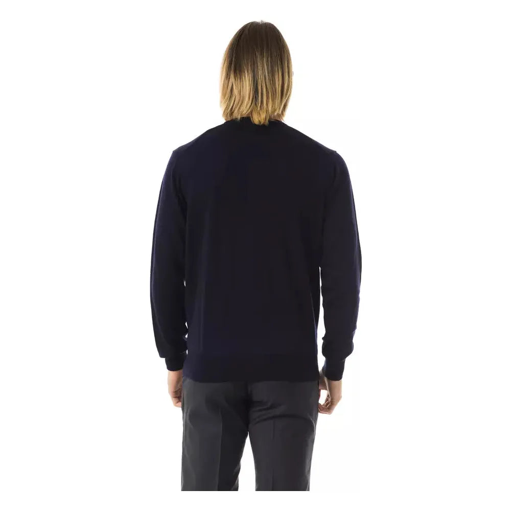 Uominitaliani Blue Merino Wool Sweater - Timeless Elegance