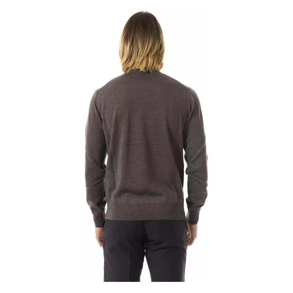 Uominitaliani Gray Merino Wool Sweater for Effortless Elegance