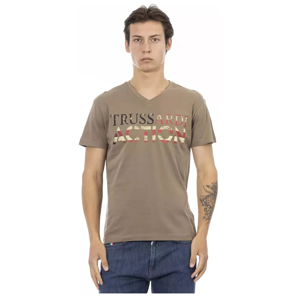Trussardi Action Brown Cotton T-Shirt for Elevated Style