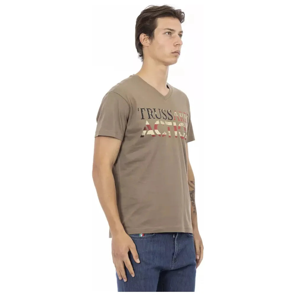 Trussardi Action Brown Cotton T-Shirt for Elevated Style