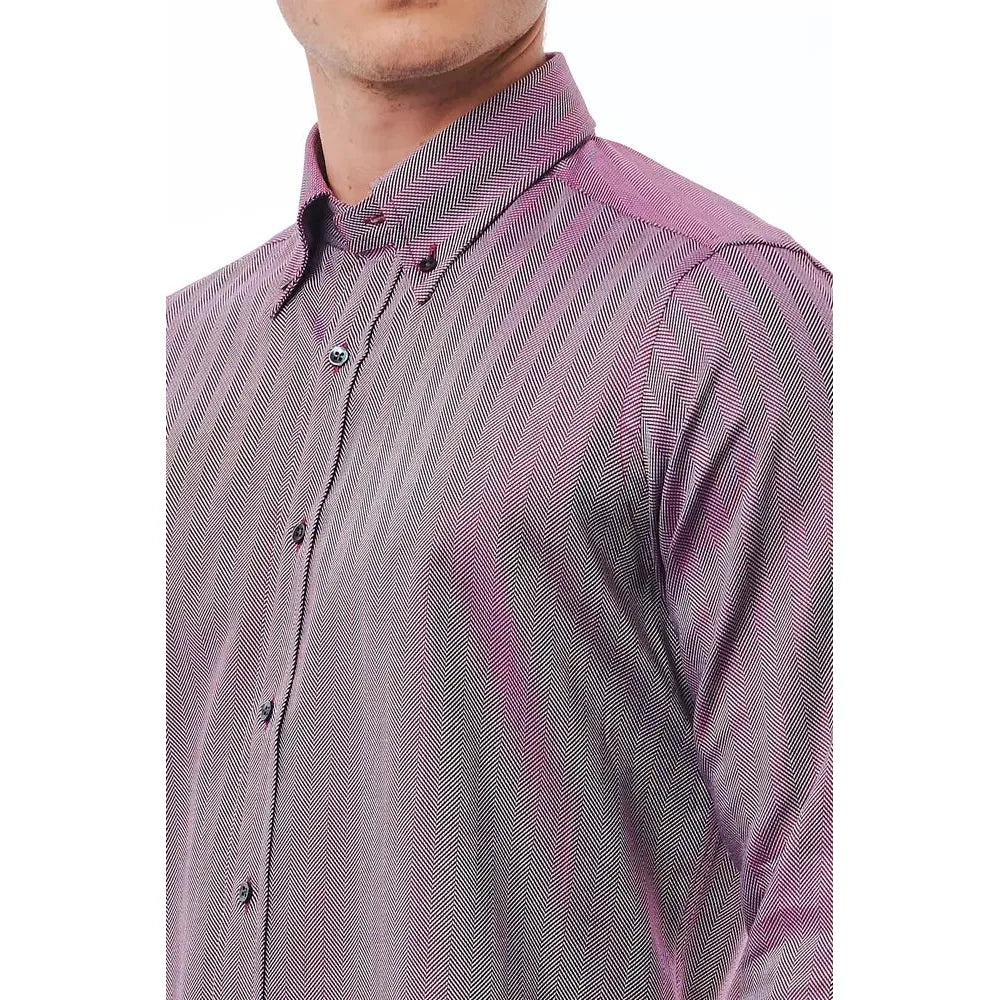 Bagutta Burgundy Cotton Shirt for Timeless Elegance