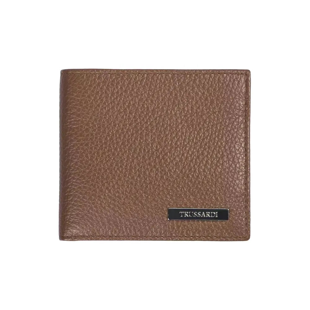 Trussardi Brown Leather Wallet with Exquisite Craftsmanship