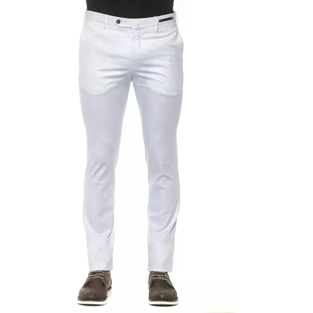 PT Torino White Cotton Trousers for Sophisticated Style
