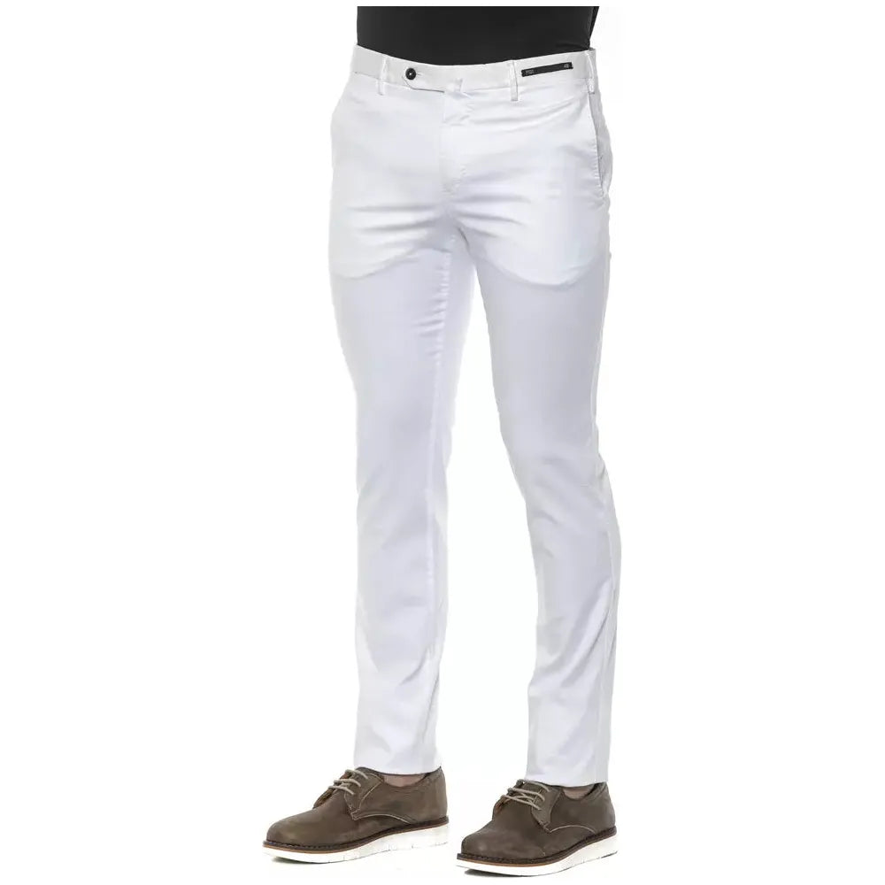 PT Torino White Cotton Trousers for Sophisticated Style