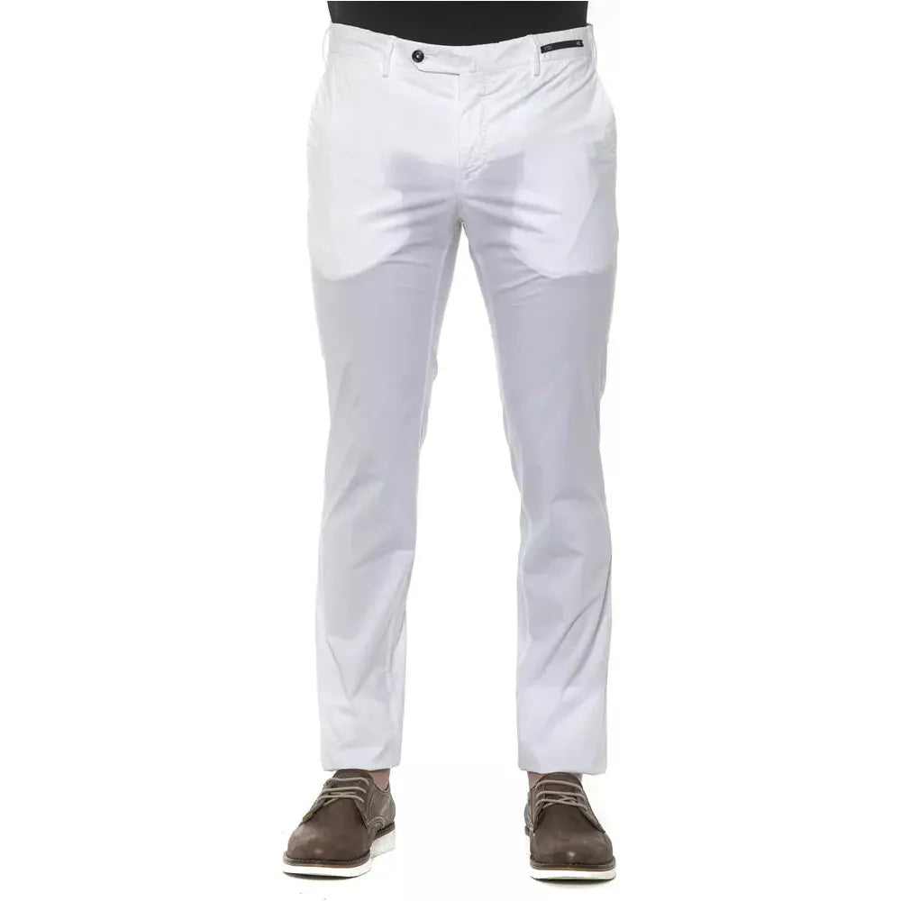PT Torino White Cotton Trouser for Elevated Style