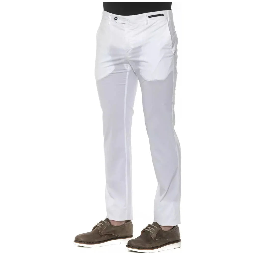 PT Torino White Cotton Trouser for Elevated Style