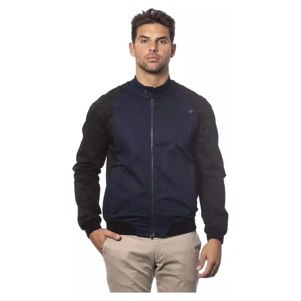 Verri Blue Cotton Bomber Jacket for Elevated Style