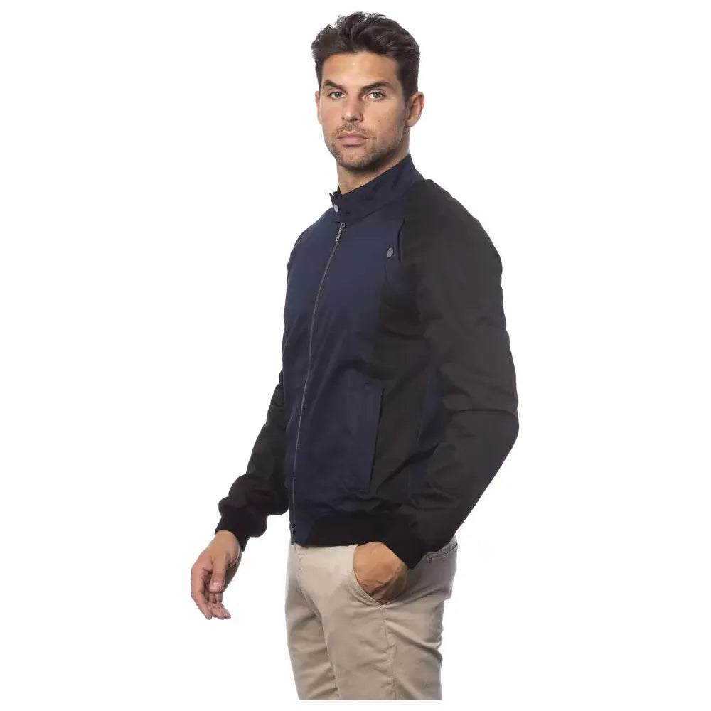 Verri Blue Cotton Bomber Jacket for Elevated Style