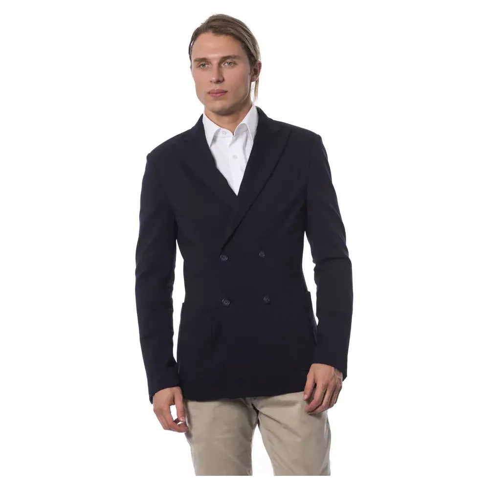 Verri Blue Viscose Blazer for Sophisticated Style
