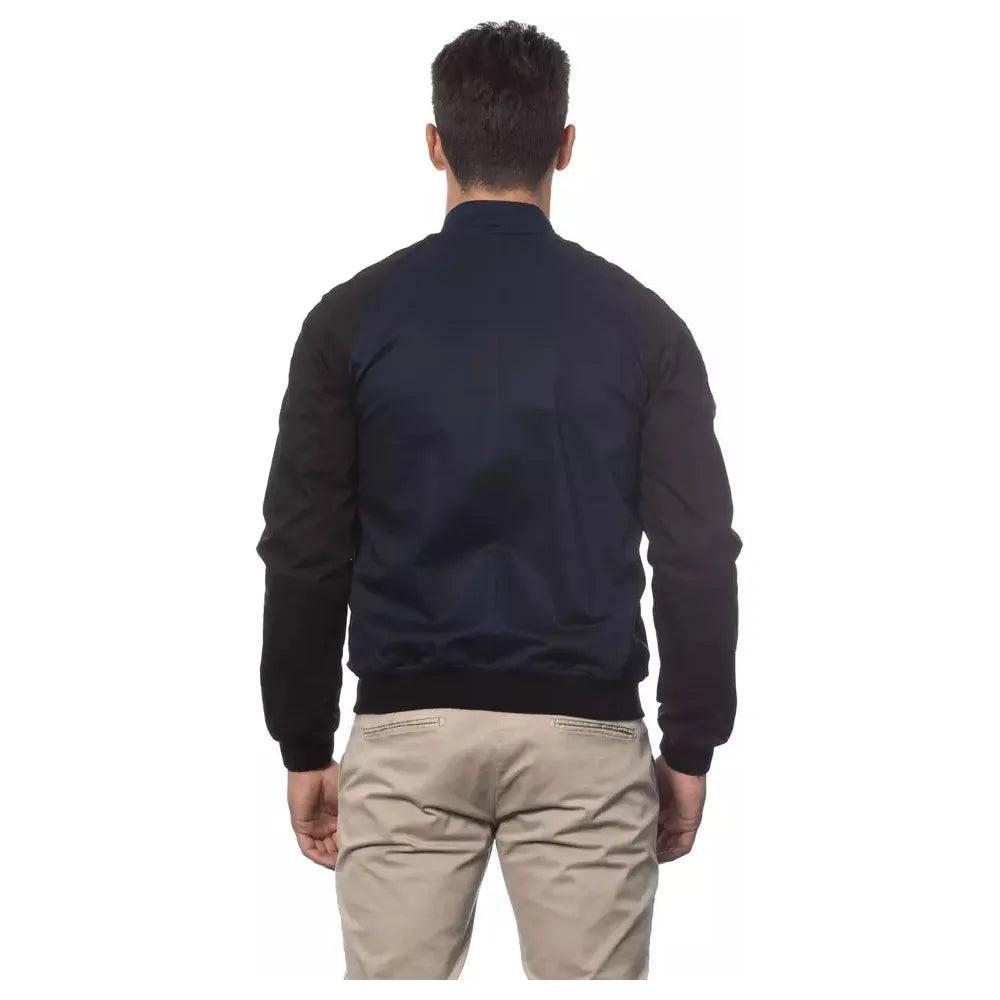 Verri Blue Cotton Bomber Jacket for Elevated Style