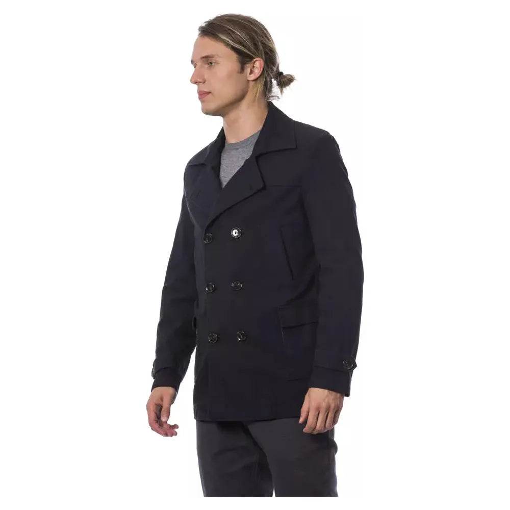 Verri Blue Cotton Blend Double Breasted Blazer