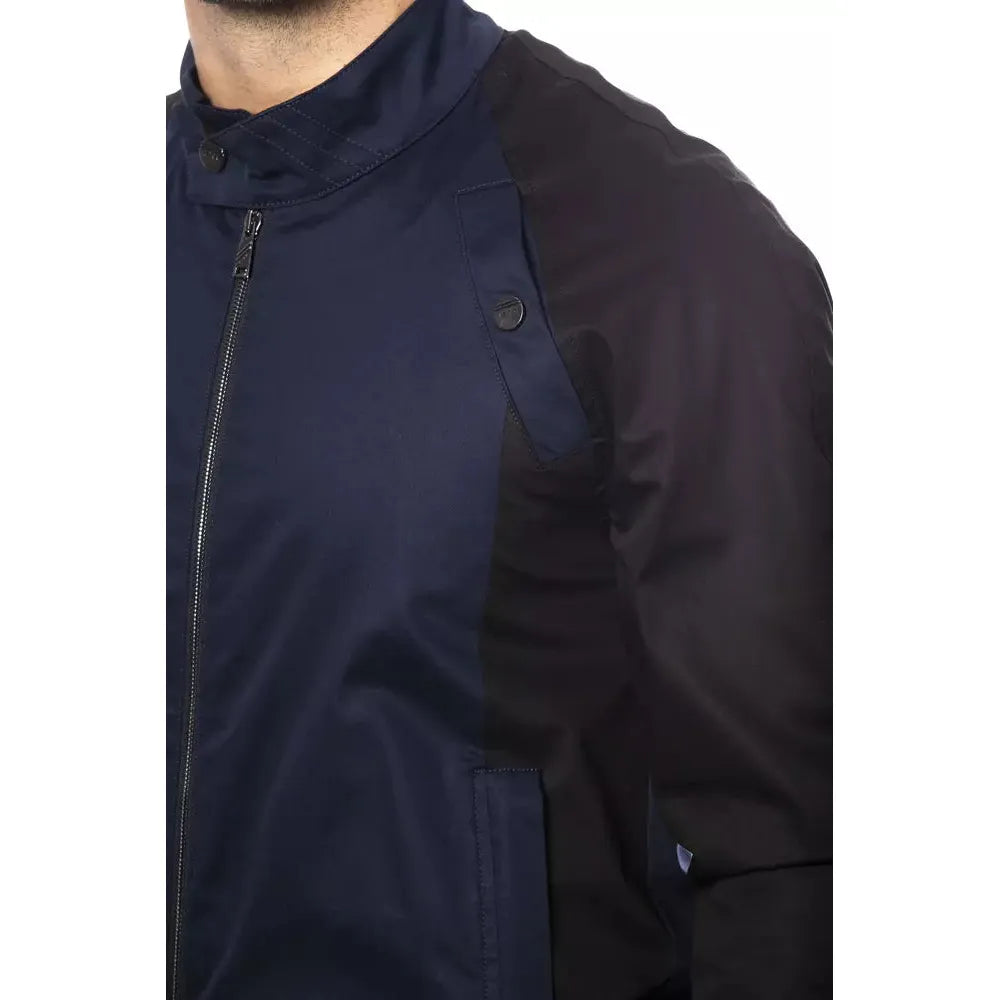 Verri Blue Cotton Bomber Jacket for Elevated Style