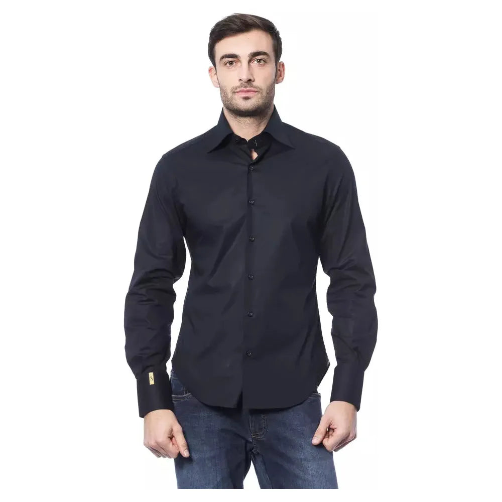 Billionaire Italian Couture Blue Cotton Shirt of Distinction