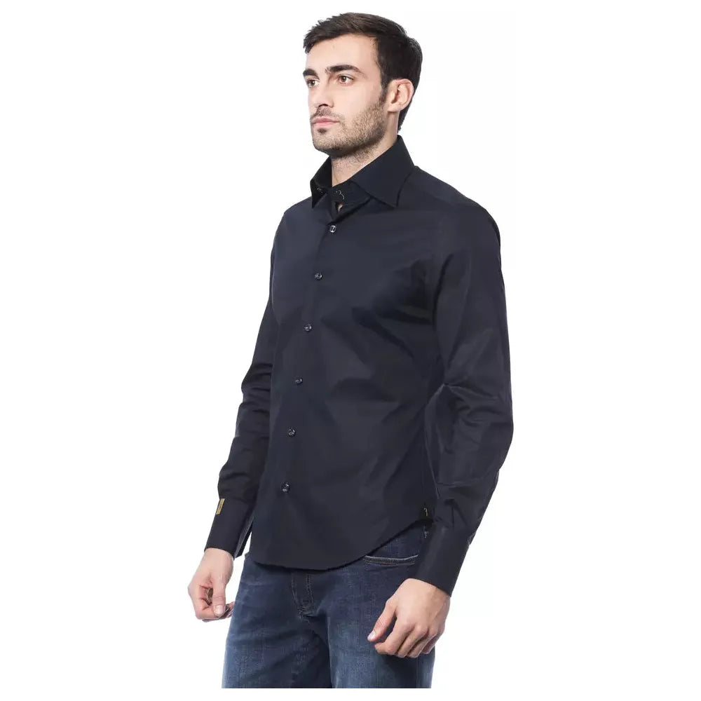 Billionaire Italian Couture Blue Cotton Shirt of Distinction