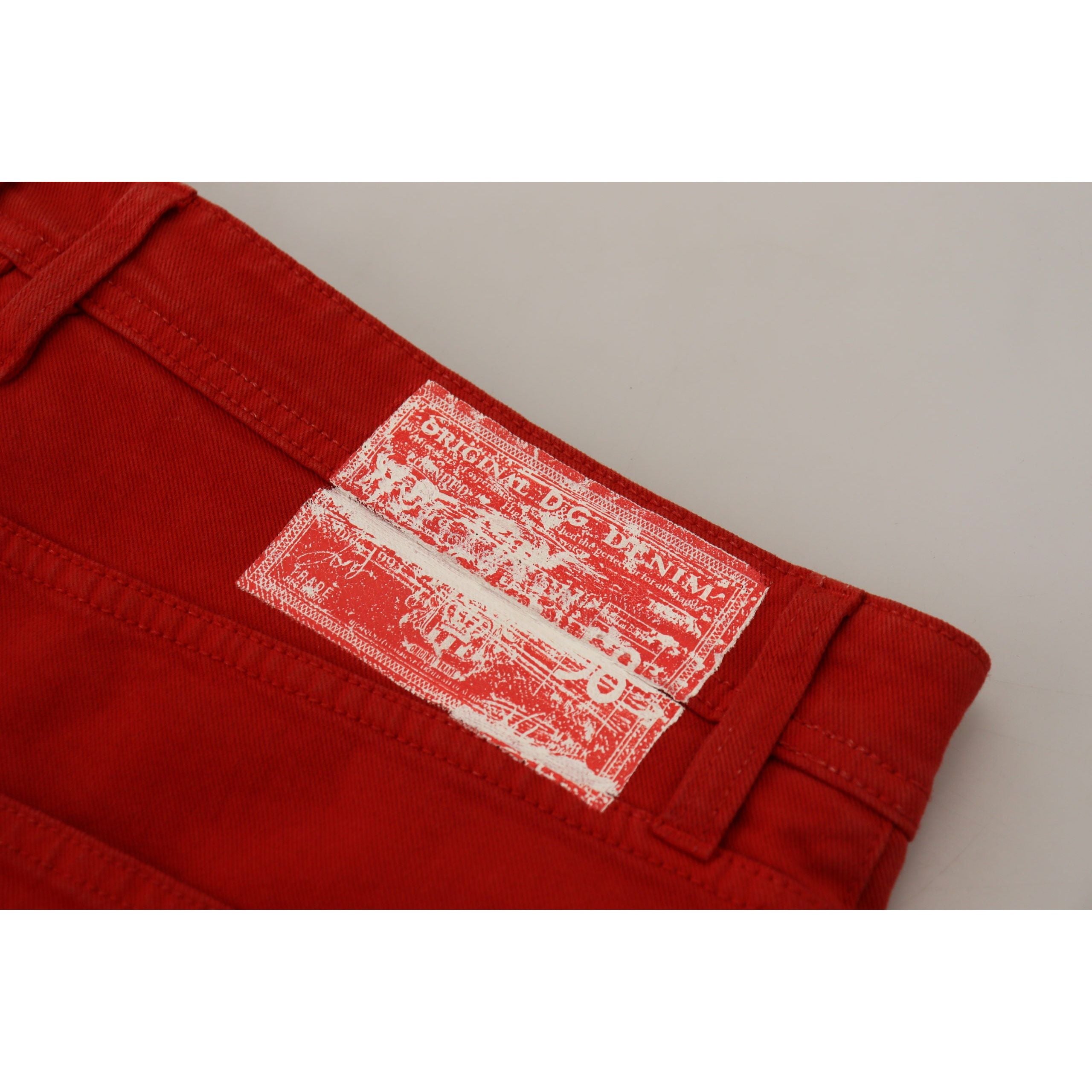 Dolce & Gabbana Red Cotton Denim Pants