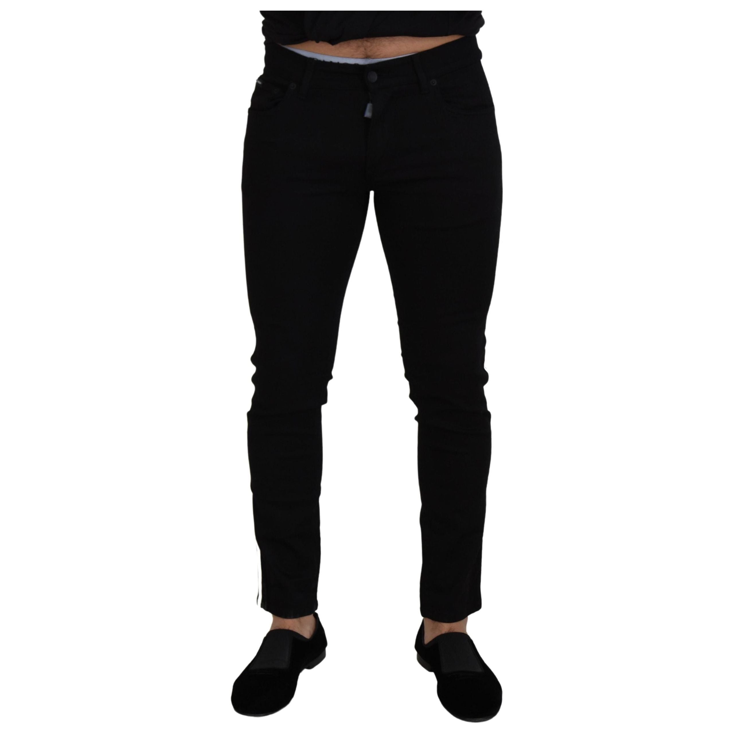 Dolce & Gabbana Black Cotton Slim Fit Denim Pants