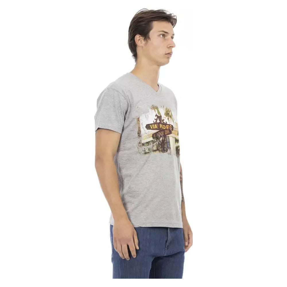 Trussardi Action Gray Cotton T-Shirt for Timeless Style