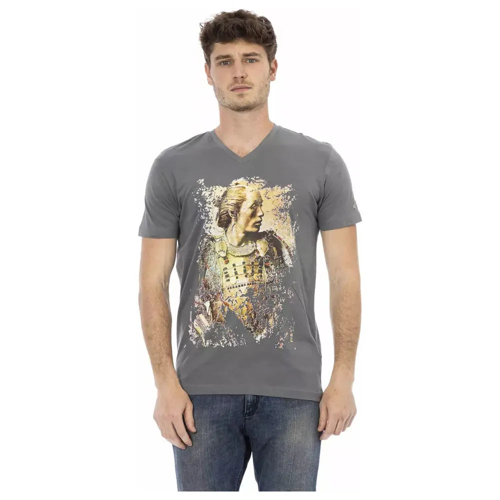 Trussardi Action Gray Cotton T-Shirt for Elevated Style