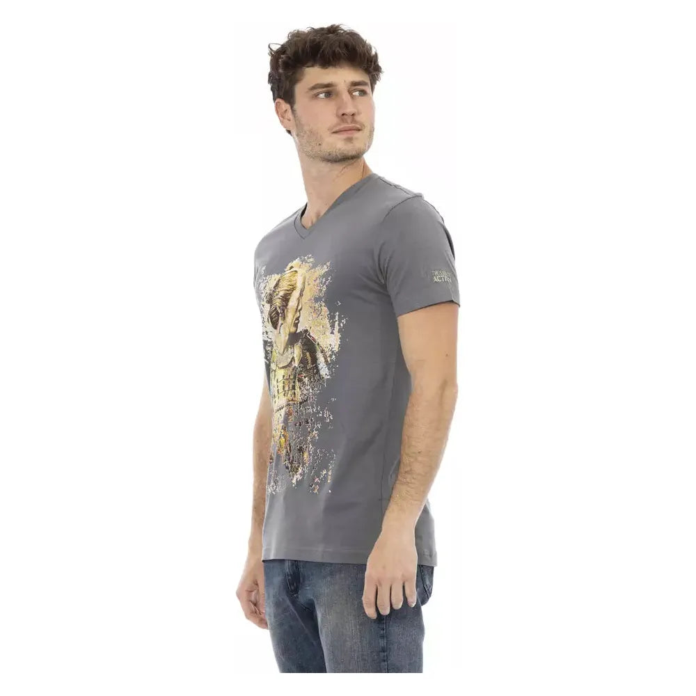 Trussardi Action Gray Cotton T-Shirt for Elevated Style