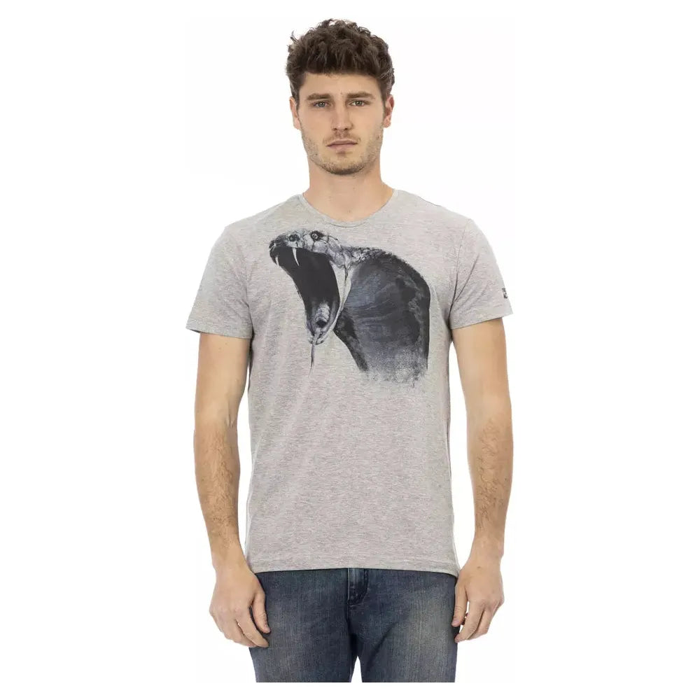 Trussardi Action Gray Cotton T-Shirt - Effortless Luxury