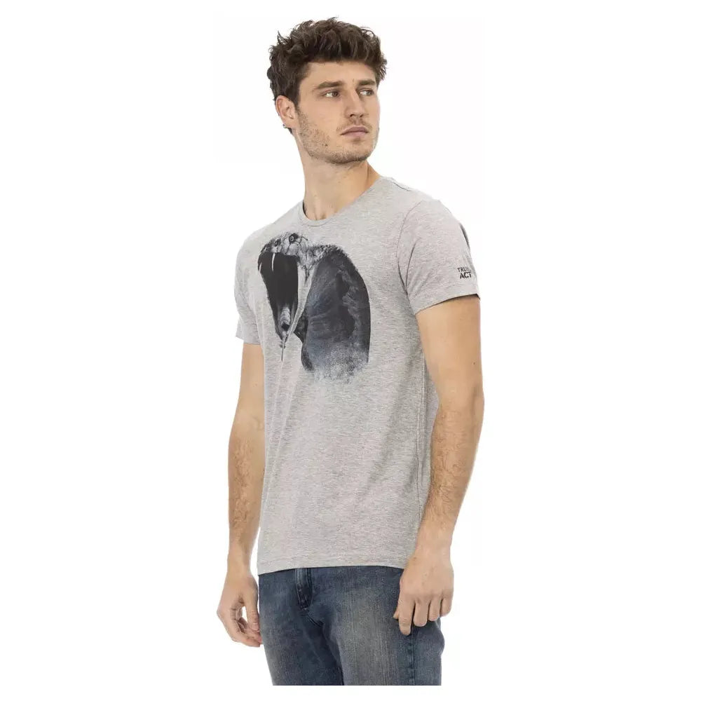 Trussardi Action Gray Cotton T-Shirt - Effortless Luxury