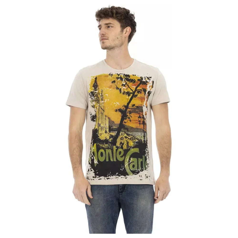 Trussardi Action Beige Cotton T-Shirt for Effortless Elegance