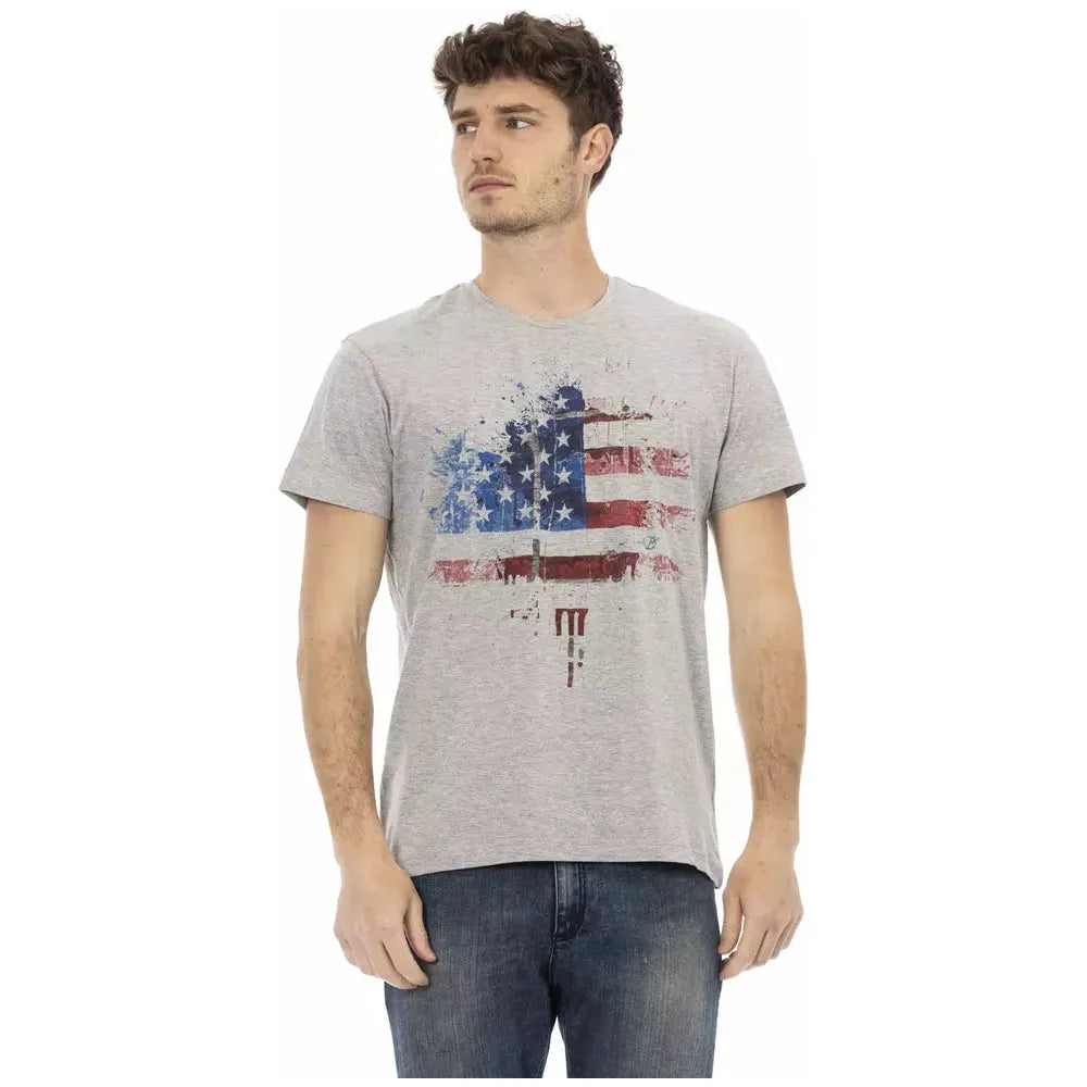 Trussardi Action Gray Cotton T-Shirt for Effortless Elegance