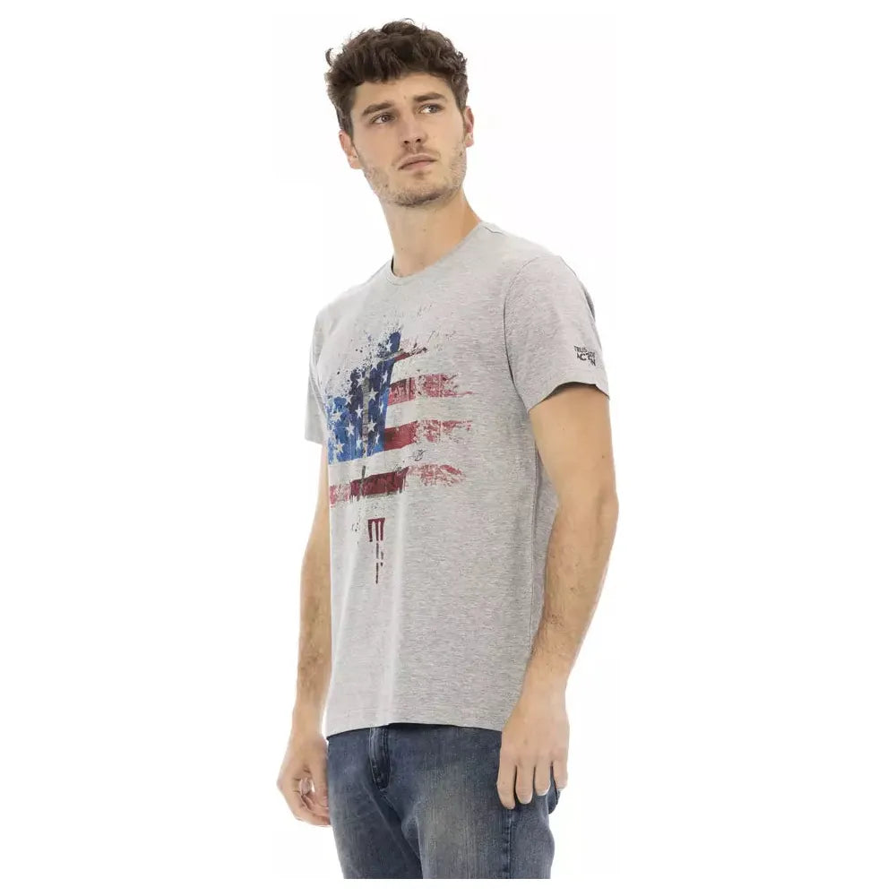 Trussardi Action Gray Cotton T-Shirt for Effortless Elegance