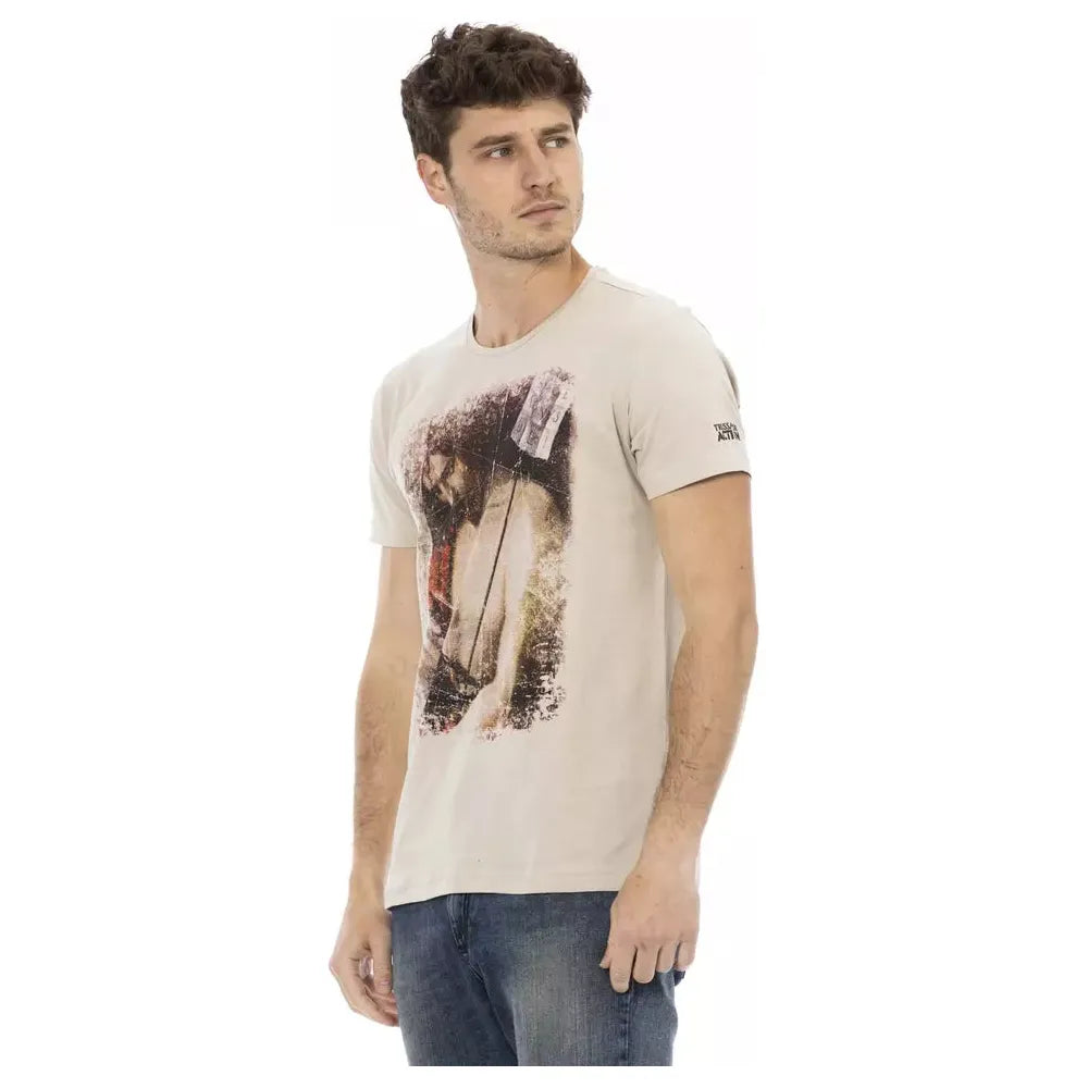 Trussardi Action Beige Cotton T-Shirt for Effortless Elegance