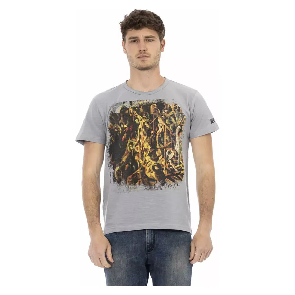 Trussardi Action Gray Cotton T-Shirt for Elevated Style