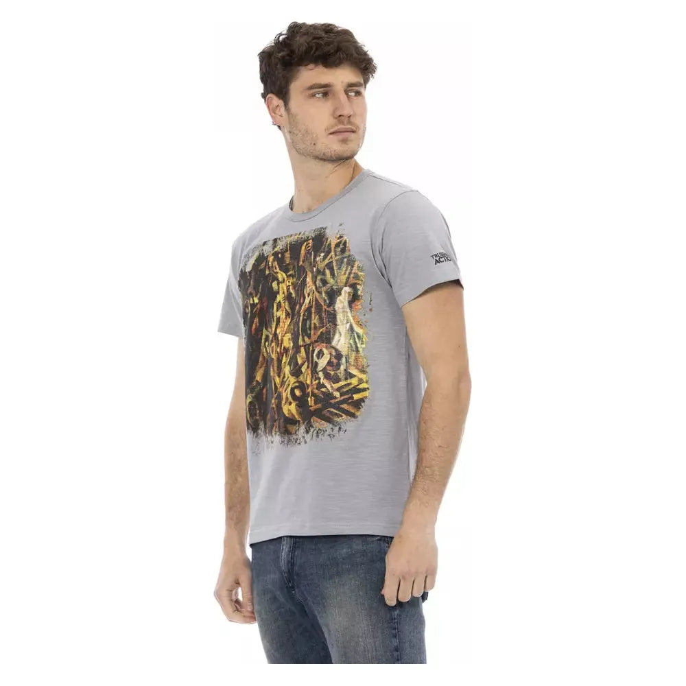 Trussardi Action Gray Cotton T-Shirt for Elevated Style