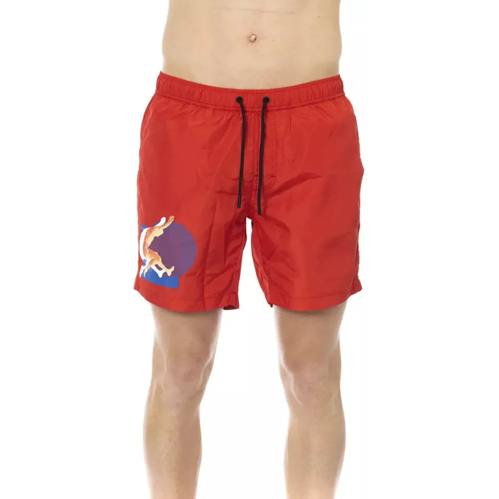 Bikkembergs Red Cotton Luxury Swim Short for Sophisticated Summer Style