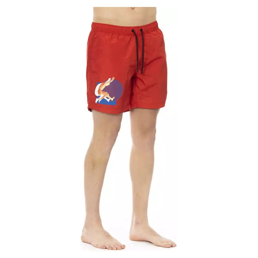 Bikkembergs Red Cotton Luxury Swim Short for Sophisticated Summer Style