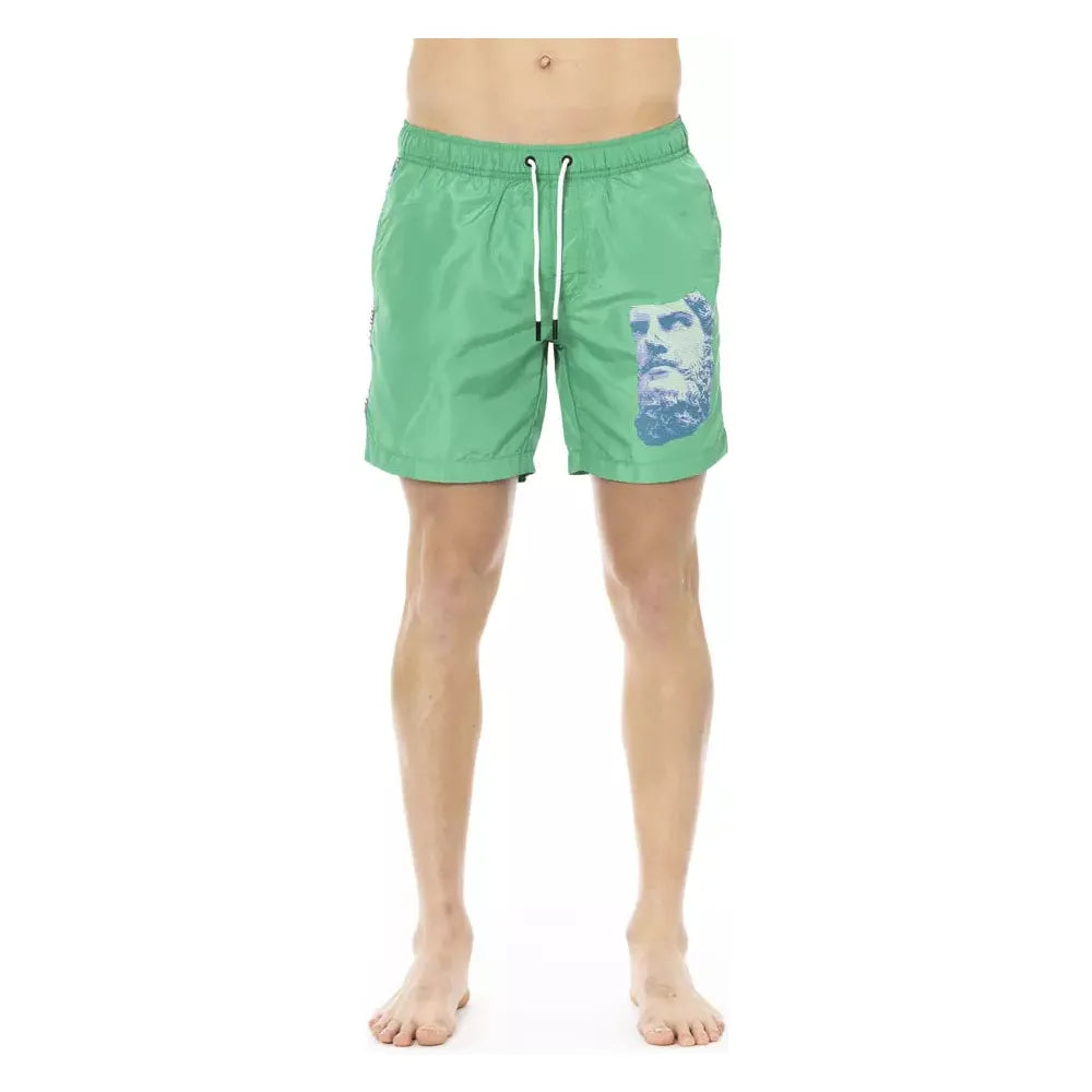 Bikkembergs Green Cotton Swim Shorts for Luxurious Summer Style