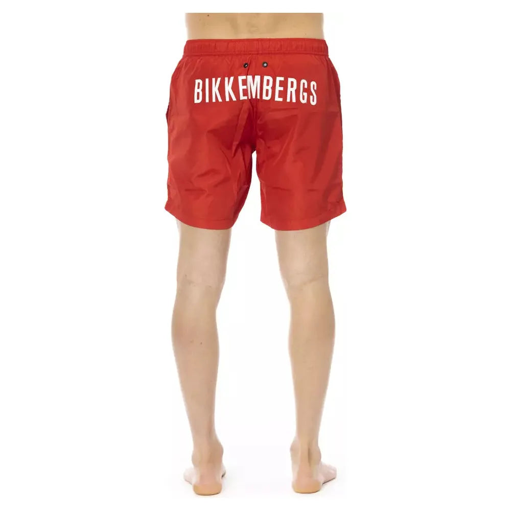 Bikkembergs Red Cotton Luxury Swim Short for Sophisticated Summer Style
