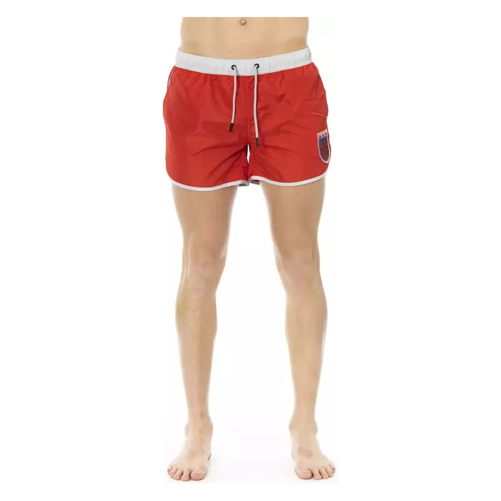 Bikkembergs Red Cotton Swim Shorts for Elevated Summer Style