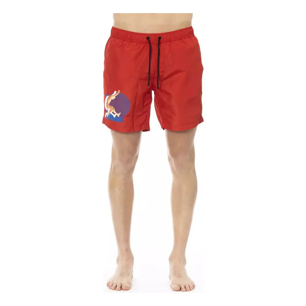 Bikkembergs Red Cotton Luxury Swim Short for Sophisticated Summer Style