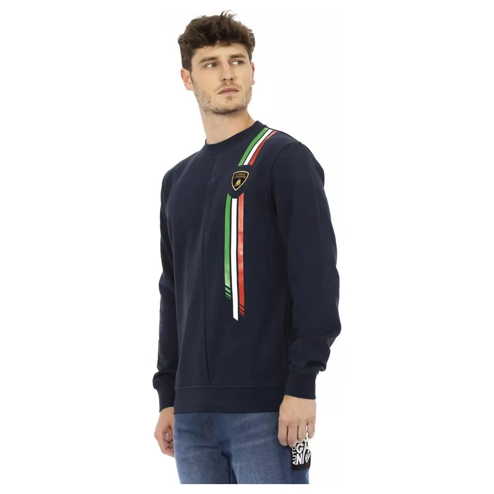 Automobili Lamborghini Blue Cotton Sweater for Luxury Style
