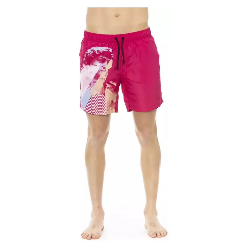 Bikkembergs Fuchsia Swim Short with Elegant Side Print