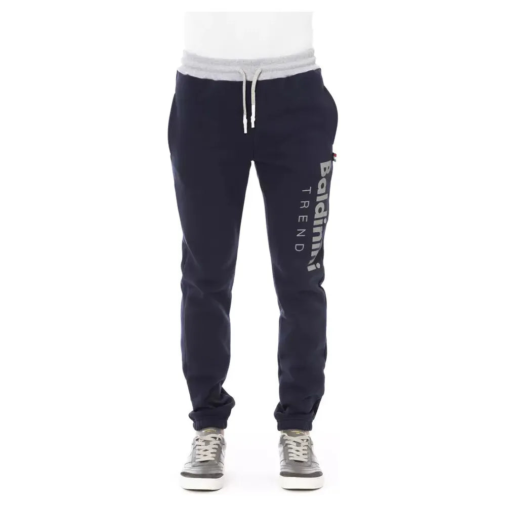 Baldinini Trend Blue Cotton Sport Pant for Elevated Style