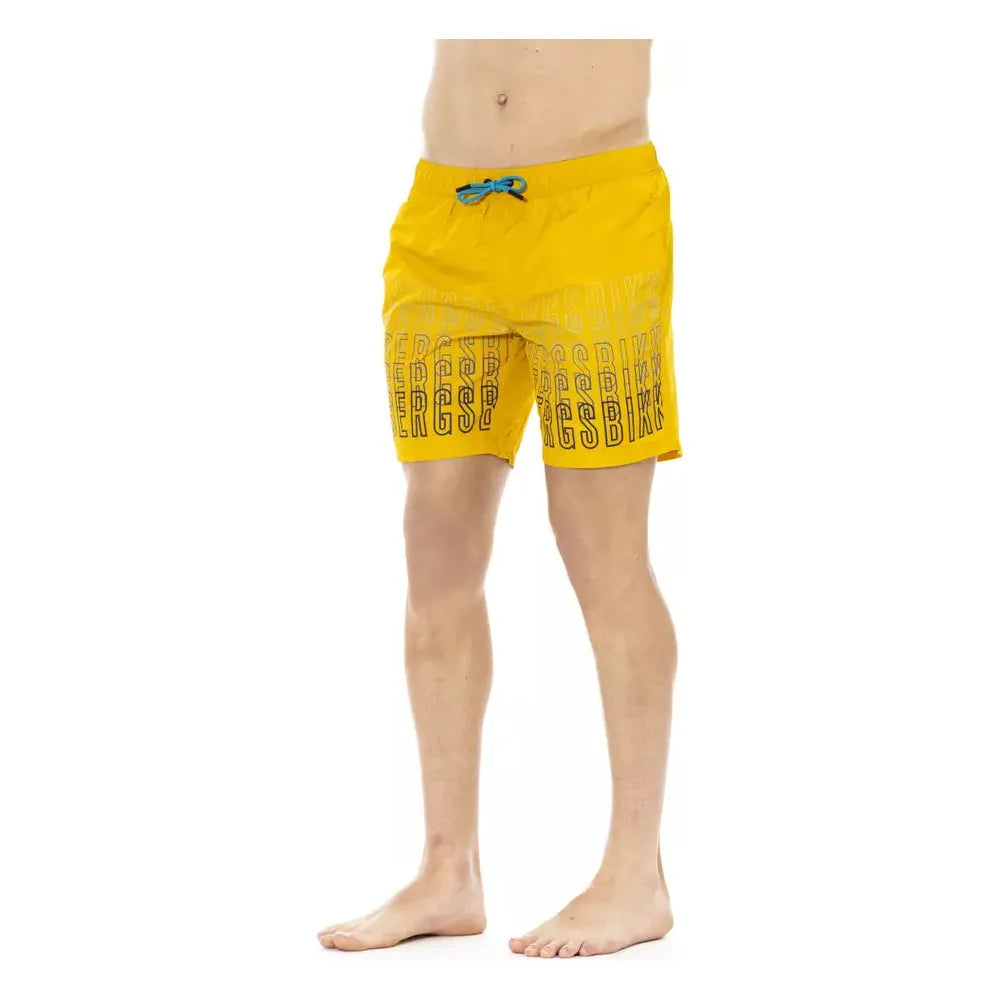 Bikkembergs Yellow Swim Short with Dégradé Print Design