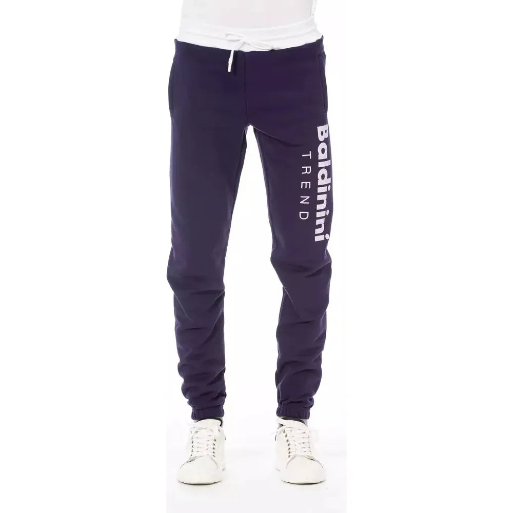Baldinini Trend Purple Cotton Sport Pant for Effortless Elegance