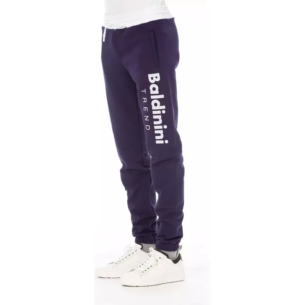 Baldinini Trend Purple Cotton Sport Pant for Effortless Elegance