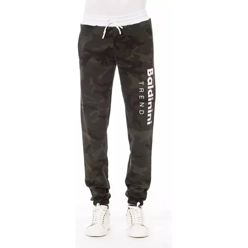 Baldinini Trend Green Cotton Sport Pant for Elevated Style