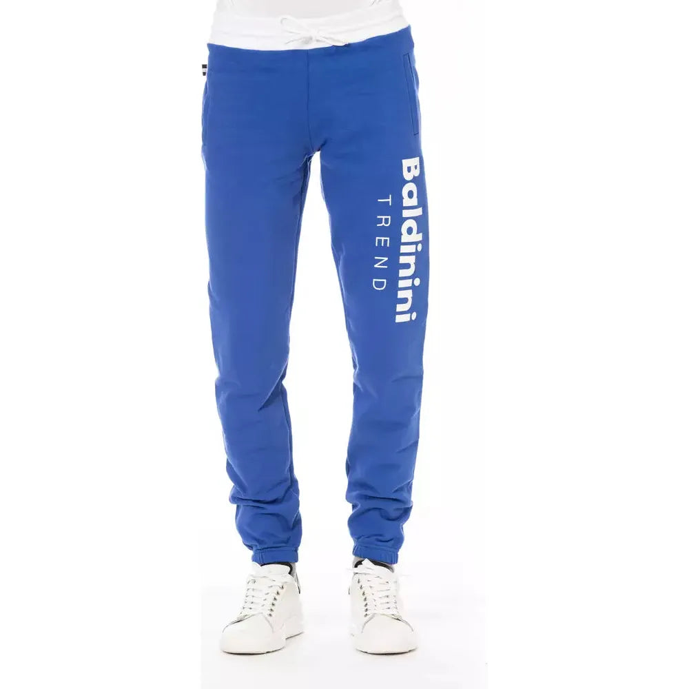 Baldinini Blue Cotton Sport Pant for Effortless Elegance