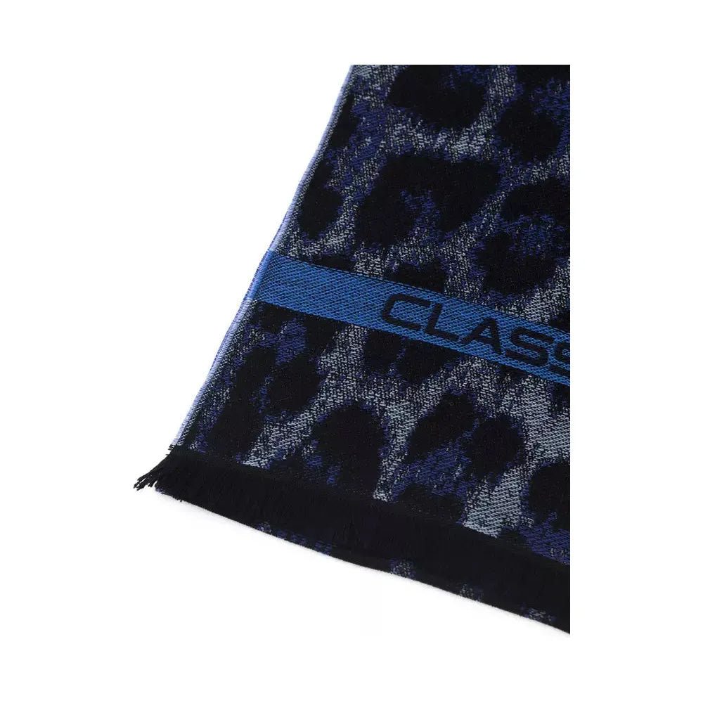Cavalli Class Blue Wool Scarf for Timeless Elegance