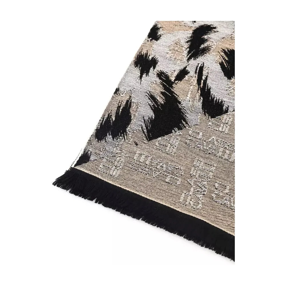 Cavalli Class Beige Wool Scarf for Elevated Style