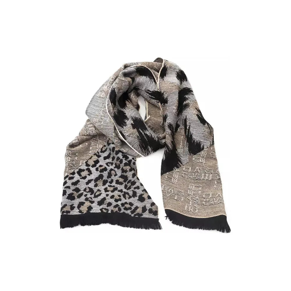Cavalli Class Beige Wool Scarf for Elevated Style